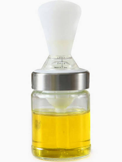 Bouteille Distributrice d'Huile en Verre avec Pinceau en Silicone Intégré