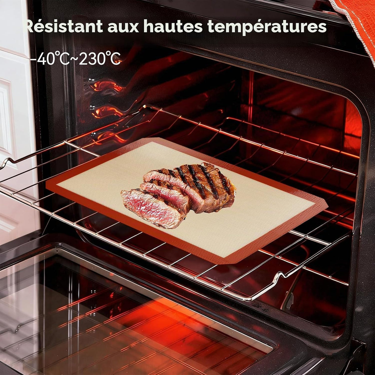 Tapis de Cuisson en Silicone Antiadhésif Réutilisable Pour Four