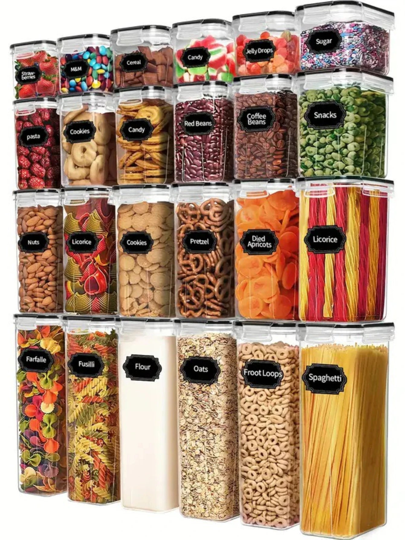 Lot de 24 boîtes de Rangement Hermétique avec Étiquettes