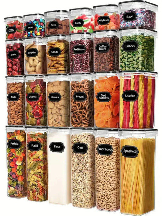Lot de 24 boîtes de Rangement Hermétique avec Étiquettes