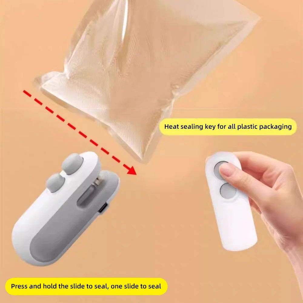 Mini Scelleuse de Sachets Rechargeable – Maintien de Fraîcheur 2-en-1