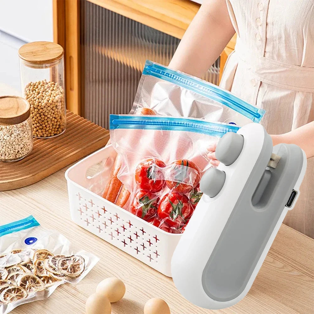 Mini Scelleuse de Sachets Rechargeable – Maintien de Fraîcheur 2-en-1